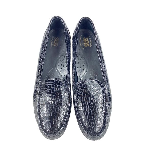 SAS Black Snake Reptile Loafers Sz 10.5 - Picture 1 of 8